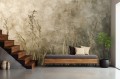 NOWOCZESNA TAPETA DO SALONU Trawy boho natura  beton 