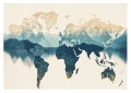 ABSTRAKCYJNA TAPETA DO SALONU SYPIALNI mapa świata góry las 