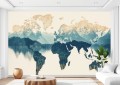 ABSTRAKCYJNA TAPETA DO SALONU SYPIALNI mapa świata góry las 
