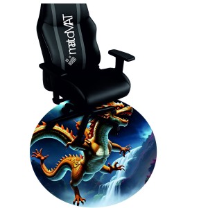 PODKŁADKA OKRĄGŁA POD FOTEL OCHRONNA JAPOŃSKI LEGENDARNY ZŁOTY SMOK