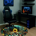 PODKŁADKA OCHRONNA POD FOTEL OKRĄGŁA KOLOROWY ŚWIAT PAC-MAN 