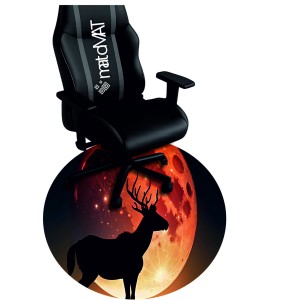 OKRĄGŁA ANTYPOŚLIZGOWA MATA POD FOTEL SYLWETKA JELENIA NA TLE KSIĘŻYCA