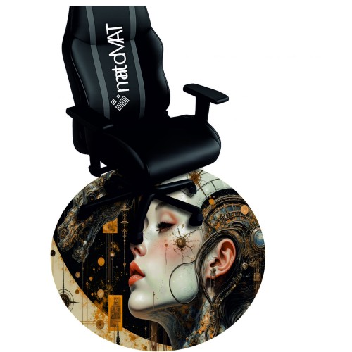 PODKŁADKA POD FOTEL OKRĄGŁA DAMA W CZERNI MROCZNY SMOK