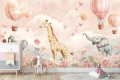 Fototapeta DZIECIĘCA zwierzątka balony żyrafa słonie 