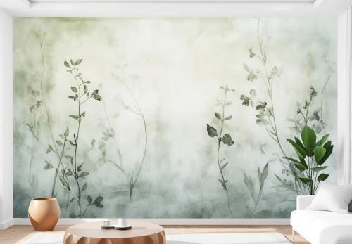 Fototapeta na ścianę nowoczesny delikatny wzór zielonych liści