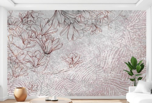 Fototapeta Mural Loft Kwiaty Nowoczesny Styl Beton do salonu sypialni
