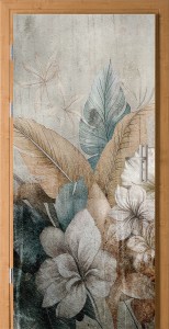 NAKLEJKA FOTOTAPETA NA DRZWI MEBLE tropikalne kwiaty rośliny