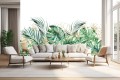 Fototapeta akwarelowe liście tropikalne ze złotem do salonu sypialni 