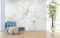 Fototapeta biała róża na betonie delikatny cień kwiatów ELEGANCJA DO SALONU