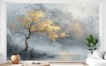 Fototapeta nowoczesna na ścianę SAMOTNE ZŁOTE DRZEWO 3D 