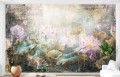 Fototapeta do salonu sypialni artystyczny mural na ścianę kwiaty zacierane 