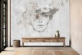 Fototapeta Elegancka Dama do salonu na ścianę Twarz na betonie 