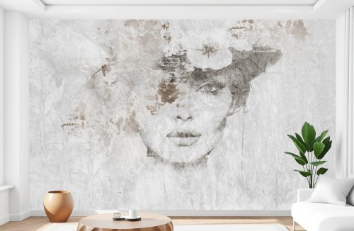 Fototapeta Elegancka Dama do salonu na ścianę Twarz na betonie 
