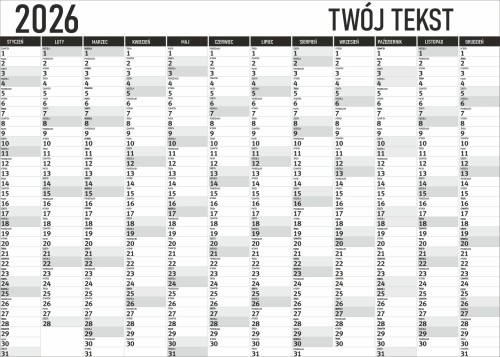 Kalendarz na 2026 ROK suchościeralny dziennik planer DO BIURA SZKOŁY