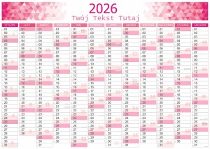Planer kalendarz na 2026 ROK ścienny ścieralny dziennik roczny terminarz PINK 