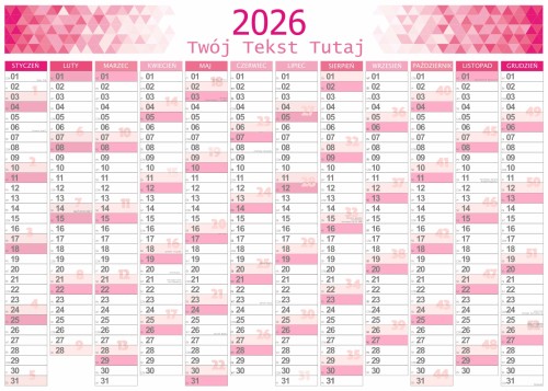 Planer kalendarz na 2026 ROK ścienny ścieralny dziennik roczny terminarz PINK 