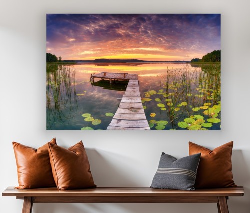 Obraz CANVAS Zachód Słońca Nad Jeziorem do salonu sypialni na ścianę