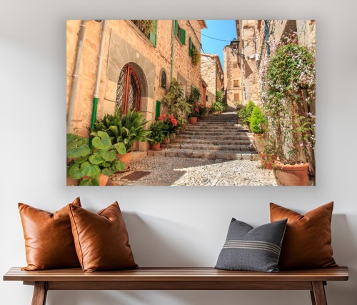 Obraz CANVAS Grecka uliczka, stare miasto do salonu sypialni na ścianę