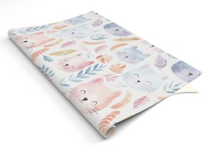 OKLEINA MEBLOWA FOLIA SAMOPRZYLEPNA dla dziewczynki KOTKI, LIŚCIE 