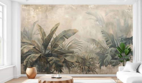 Fototapeta liście zamglony las tropikalny DO SALONU na wymiar