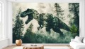 Fototapeta do salonu DINOZAUR ABSTRAKCJA LAS NATURA 