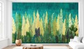Fototapeta folk art abstrakcyjne liście w turkusie