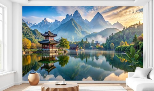 Fototapeta starożytne miasto CHINY jezioro góry 