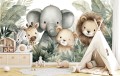 Fototapeta ZOO SAFARI WESOŁE ZWIERZAKI DŻUNGLA PALMY DLA DZIECI