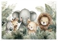 Fototapeta ZOO SAFARI WESOŁE ZWIERZAKI DŻUNGLA PALMY DLA DZIECI