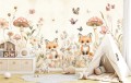Fototapeta zwierzątka leśne lisek kwiaty dla dzieci 