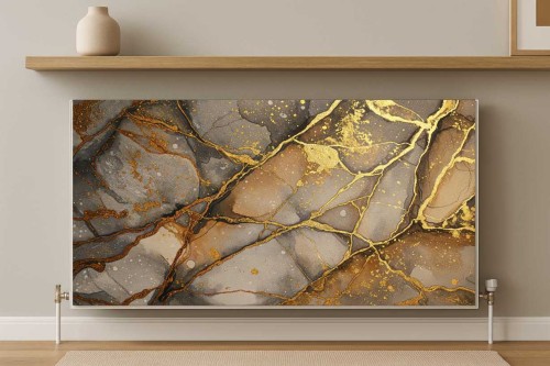 NOWOCZESNA MAGNETYCZNA Gold marble Osłona na kaloryfer NA WYMIAR