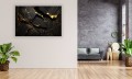 OBRAZ NA PŁÓTNIE CZARNO-ZŁOTY MARMUR ABSTRAKCJA NA ŚCIANĘ DO SALONU