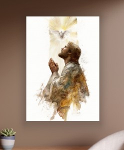 OBRAZ religijny jak akwarela  na płótnie JEZUS CHRYSTUS W MODLITWIE 