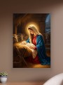 OBRAZ na płótnie Boże Narodzenie Maryja i Dzieciątko Jezus w żłobie