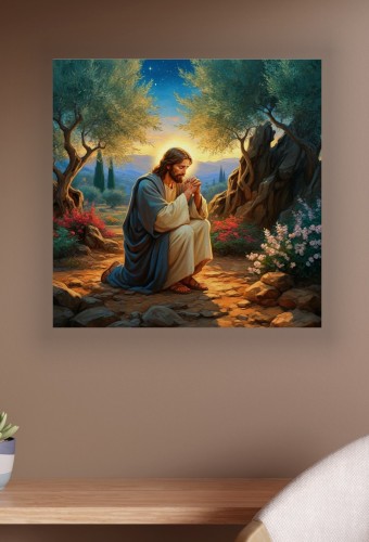  OBRAZ do salonu Religijny na płótnie Modlitwa Jezus w Ogrodzie Oliwnym 