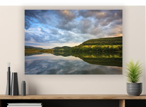 OBRAZ NA PŁÓTNIE Bieszczady JEZIORO Myczkowskie serce Bóbrka góry