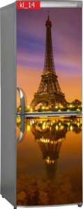 Naklejka, Okleina Laminowana na Lodówkę Wieża Eiffla Odbicie