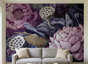 Tapeta  kwiaty FIBER BLOOM– Artystyczna Fuzja Natury i Tekstury