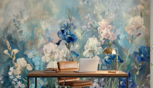 Tapeta fioletowe kwiaty irysy malowane CELESTA fototapeta PREMIUM