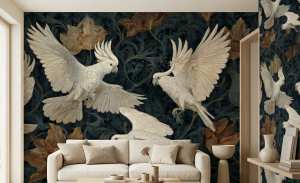 Tapeta ptaki kwiaty SELVE fototapeta na ścianę PREMIUM 