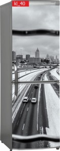 Naklejka, Okleina Laminowana na Lodówkę Zima Miasto Autostrada