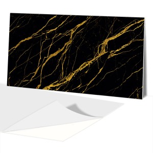 Panel PCV na ścianę SAMOPRZYLEPNY WINYL czarny kamień ze złotem