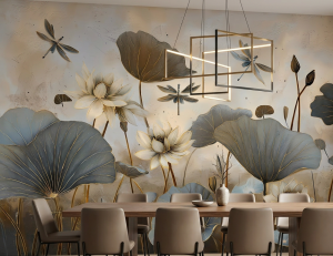 Luksusowa Fototapeta z Motywem Lotosu i Ważek  AURA 