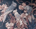Ekskluzywna fototapeta z papugami kakadu – mroczna botanika i liniowy styl art deco COCKATOO 