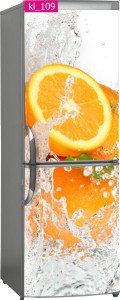 Naklejka, Okleina Laminowana na Lodówkę Pomarańcze Woda Plusk