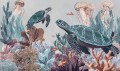 Tapeta rafa koralowa żółwie świat podwodny DE CORAL do łazienki