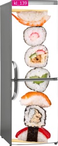 Naklejka, Okleina Laminowana na Lodówkę Sushi Jedzenie