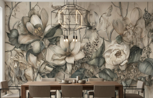 Luksusowa fototapeta botaniczna z motywem magnolii i lilii SENSA 