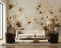 Artystyczna fototapeta z polnymi kwiatami – beżowa akwarela i zwiewna łąka w stylu Organic Modern  SOLEA 