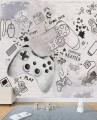 FOTOTAPETA młodzieżowa street art game pad games mur cegła